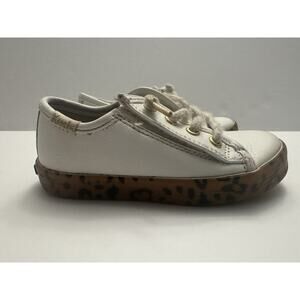 Keds Toddler Girls 6.5 White Leather Sneakers Leopard Sole Lace Up